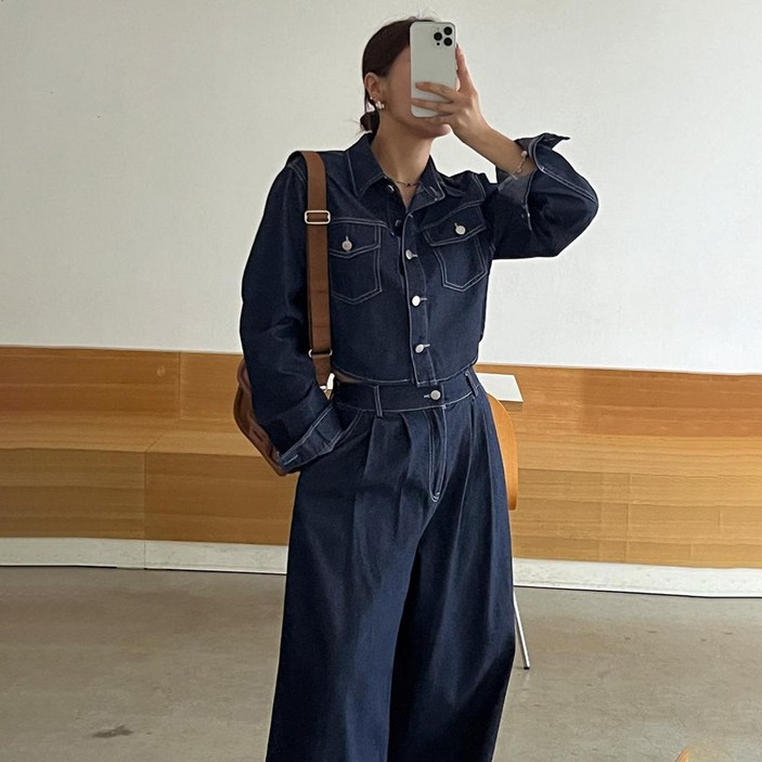 난닝구 한벌로 끝내는 헬트 데님 자켓  팬츠 세트