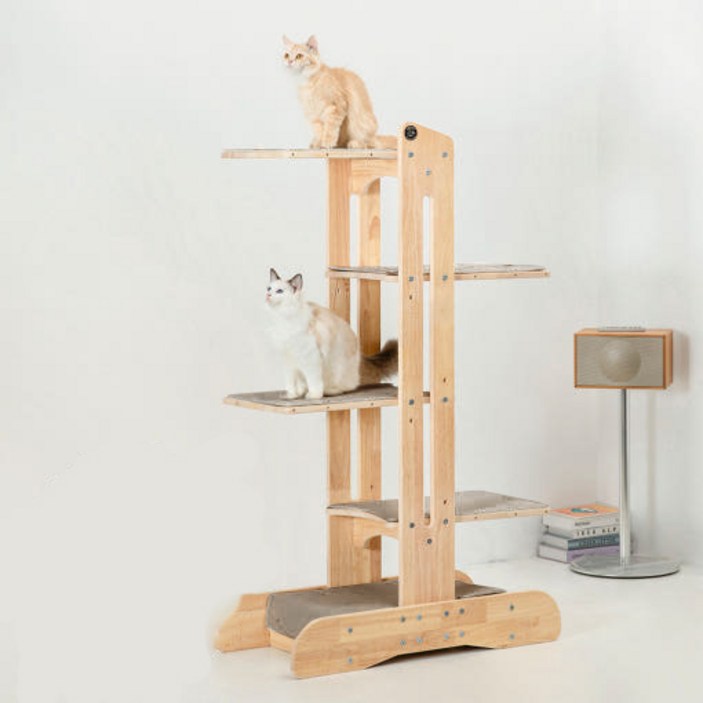 그린웨일 B3 중형 4단 원목 튼튼한 고양이 캣타워