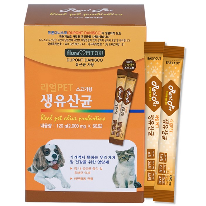리얼PET 반려동물 생유산균 영양제, 소고기향, 120g, 1개, 장건강유산균