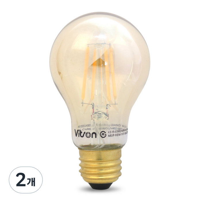 비츠온 LED 에디슨 전구 A60 4W, 전구색, 2개