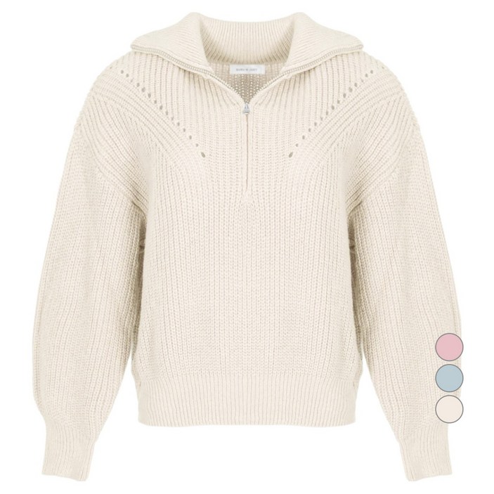 부루앤쥬디 여성용 하프 집업 브이 펀칭 니트 BOSAPO519B