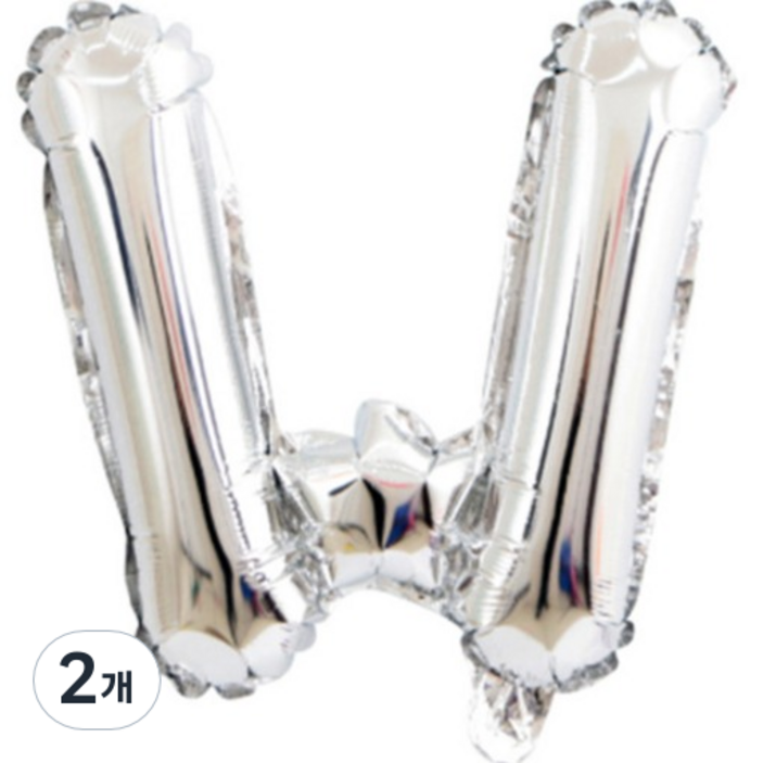 팡파티 레터링 알파벳 풍선 W 40cm, 실버, 2개