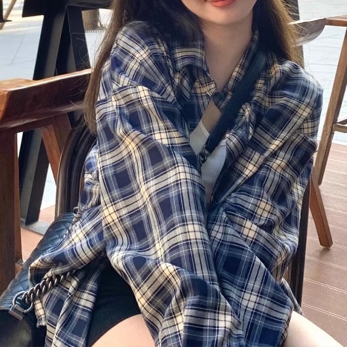 구디프 여성용 캐주얼 오버핏 체크 난방 구디프 여성용 캐주얼 오버핏 체크 난방