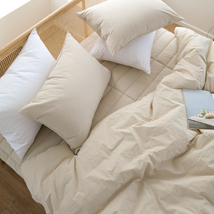 베이직톤 국내산 핸드메이드 손누빔 광폭 고밀도 순면 호텔식 차렵이불