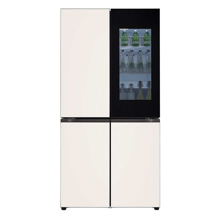 엘지노크온냉장고 [색상선택형] LG전자 오브제 디오스 노크온 4도어 냉장고 글라스 방문설치