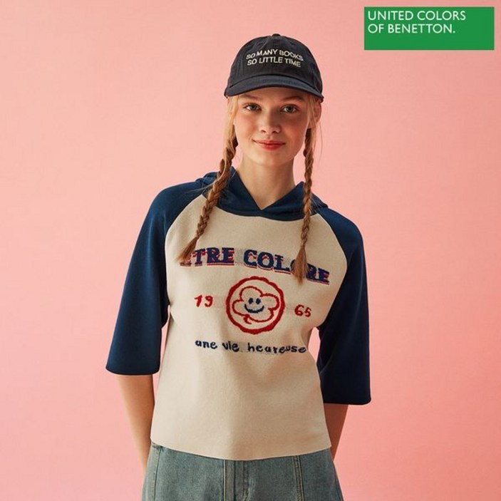 베네통 래글런 스마일 후드 니트 BAKPA5411 IVP356746295