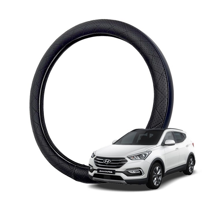 딜온 프리미엄 엠보형 타공 듀얼라인 국내생산 핸들커버, 싼타페DM 모노블랙