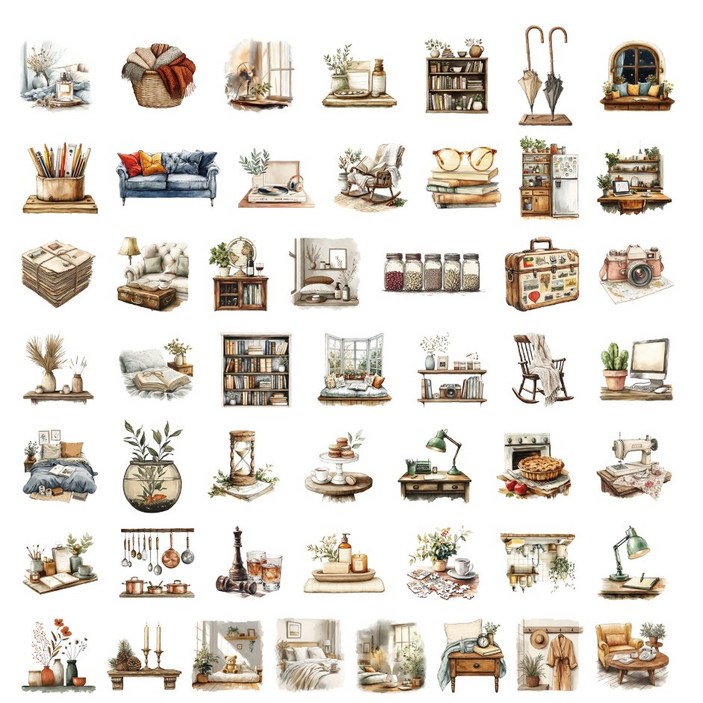 앨리스앤 빈티지 다꾸 스티커팩 홈 아트