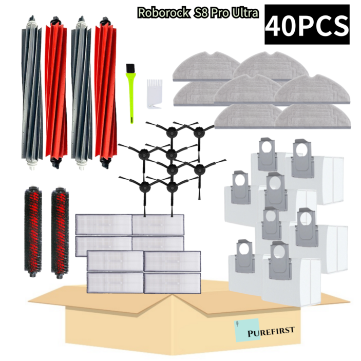 퓨어퍼스트 로보락 S8 Pro Ultra 소모품 브러시 필터 호환 먼지봉투 기프트팩, 1개, 1년풀패키지40pcs
