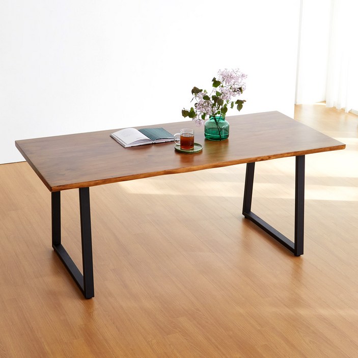 템포 우드슬랩 6인 원목 식탁 테이블 1800 2000, 8인용, 월넛