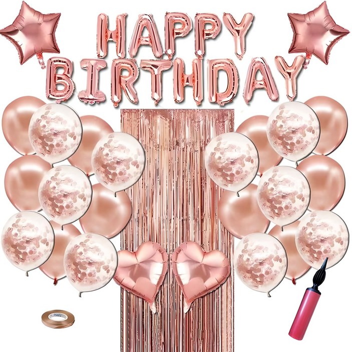 뷰라뷰 생일 파티 풍선 풀세트  손펌프 세트