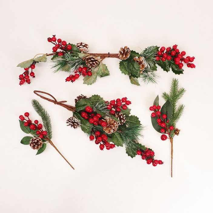 크리스마스 조화 리스 장식 행잉데코 미니 트리, 1개