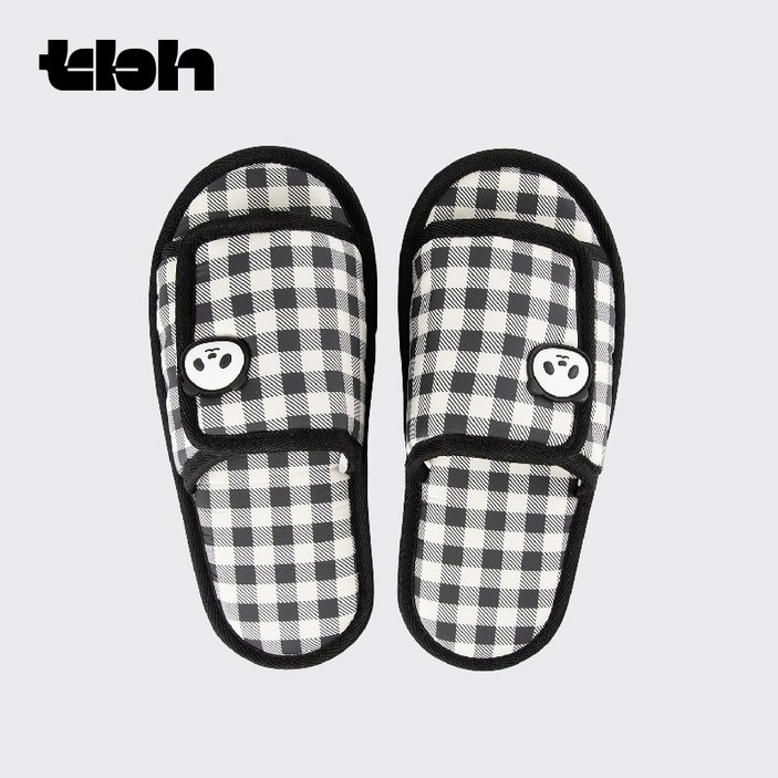 tbh PANDA POMPOM 여행용 접이식 슬리퍼 남녀공용 실내화 기내용 휴대용 거실화 파우치 포함