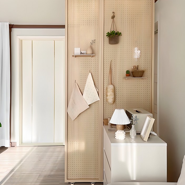 우드레이 셀프 가벽 타공판 파티션 인테리어 원목 파티션 주방 사무실 침실 거실 원룸 현관 공간분리 나무 우드 가림막 칸막이 가벽 만들기