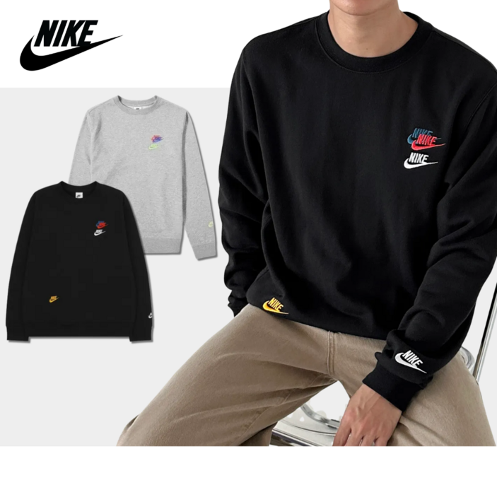 [당일발송] 나이키 NIKE 멀티로고 스우시 맨투맨 티셔츠 긴팔티