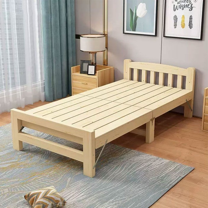 1인용 원목 침대 접이식 프레임 싱글 기숙사 원룸 간이침대 슈퍼싱글 소형, M. 폭 150cm 비펀칭
