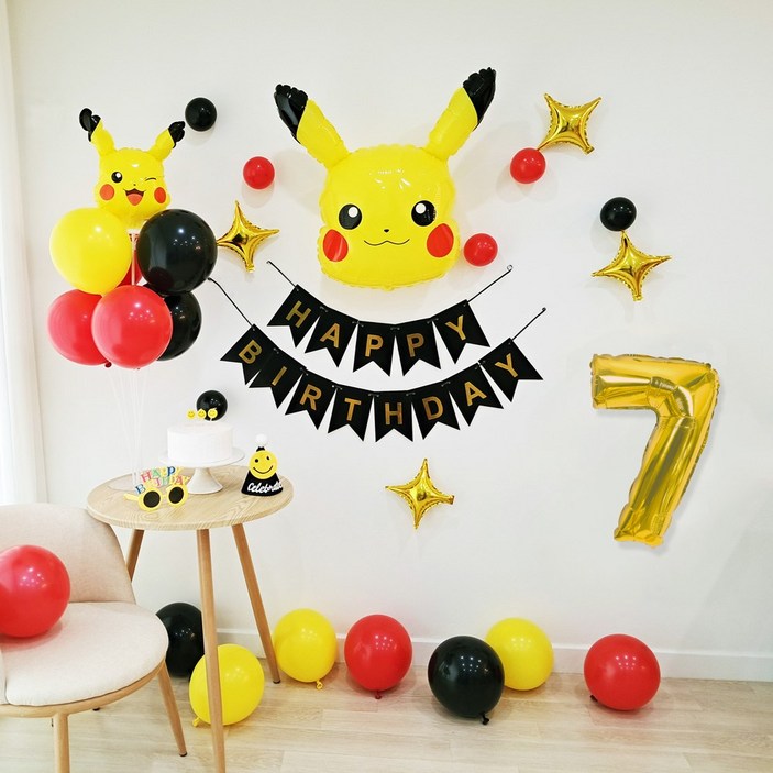 포켓몬 피카츄 생일풍선세트 포켓몬풍선 숫자은박 생일가랜드 파티용품 모자 안경포함 포켓몬 피카츄 생일풍선세트 포켓몬풍선 숫자은박 생일가랜드 파티용품 모자 안경포함
