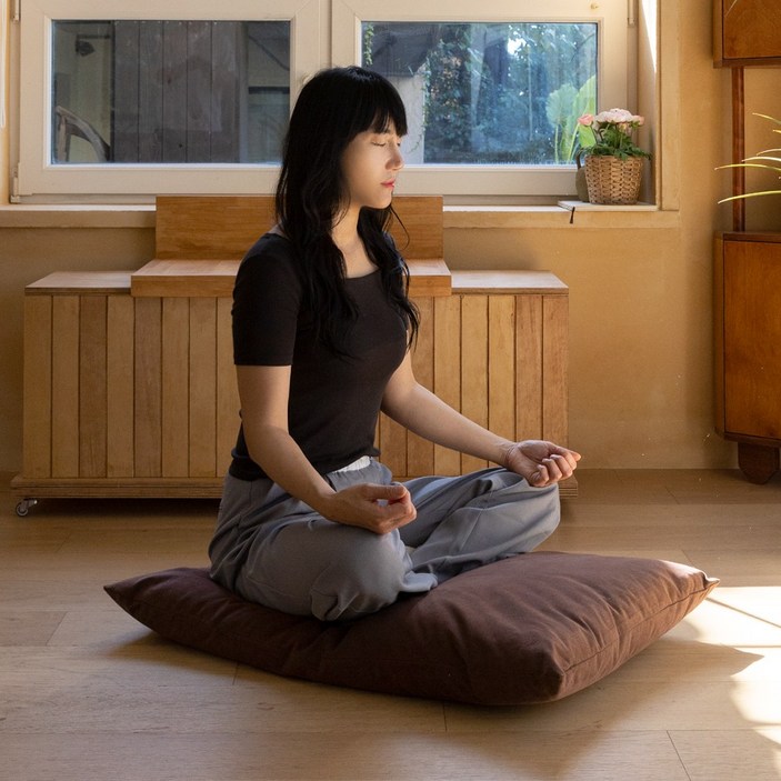 쿠션이야기 탄탄 목화구름 절방석 솜포함, 밤색