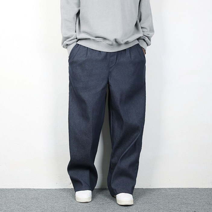 가을 밴딩 남성 청바지 OD 투턱 릴렉스핏 와이드팬츠 데일리 편한 슬랙스 편한 데님 생지 오버핏 면 캐주얼