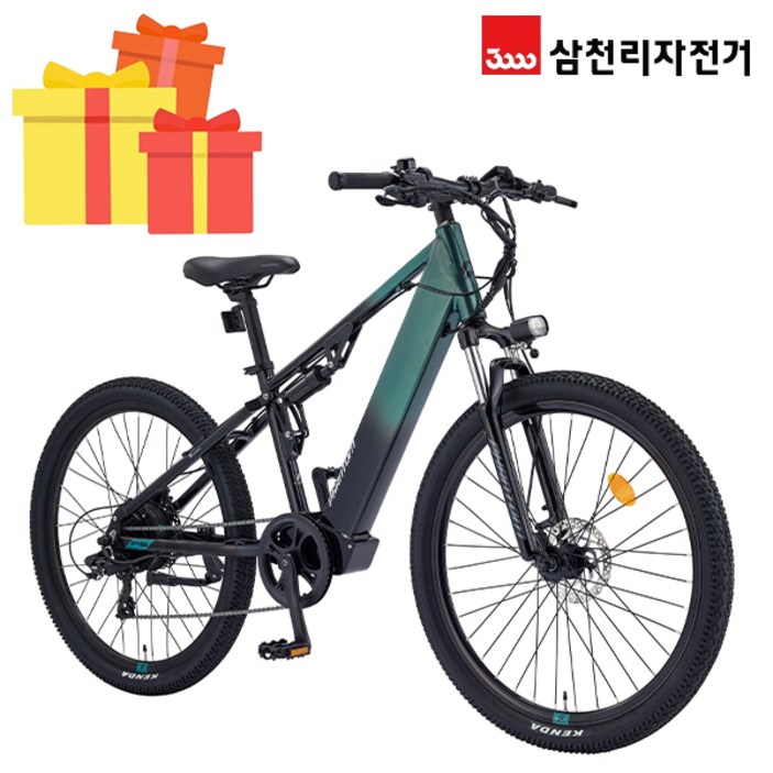 삼천리 완조립 2024 팬텀 FS 27.5인치 8단 파스 스로틀 MTB 전기자전거 14Ah, 24년형_다크제이드블랙