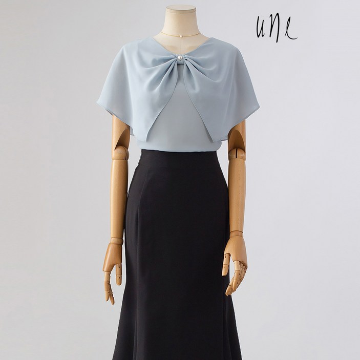 윈 UNE펄포인트 쉬폰케이프블라우스