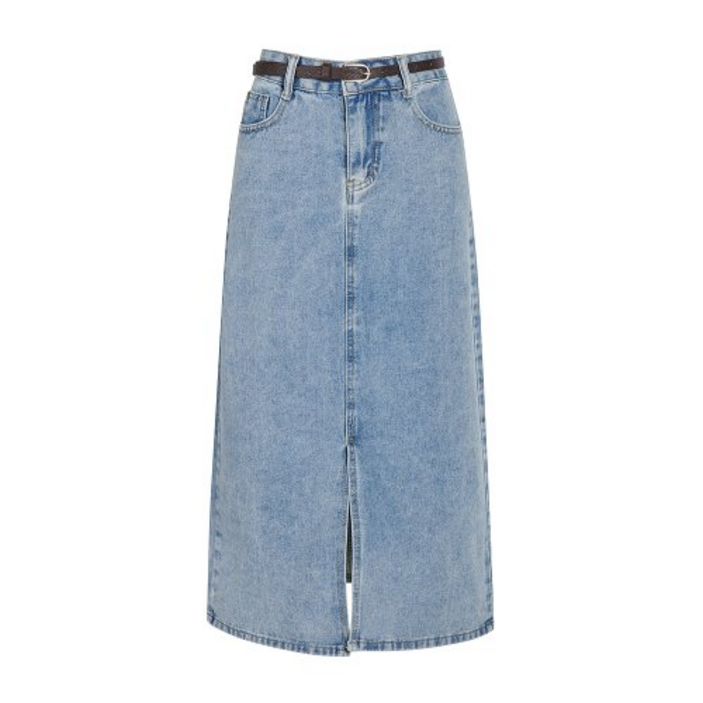 (백화점 정품) JJ지고트 H라인 뒷트임 벨트 데님 롱 스커트 GR5N8SK521