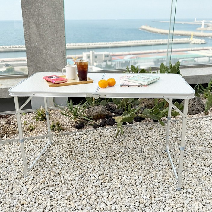 쿠웅샵 캠핑테이블(대) 120x60x55 62 70cm 3단폴딩 - 가운데 구멍 없음(X), 단일 색상