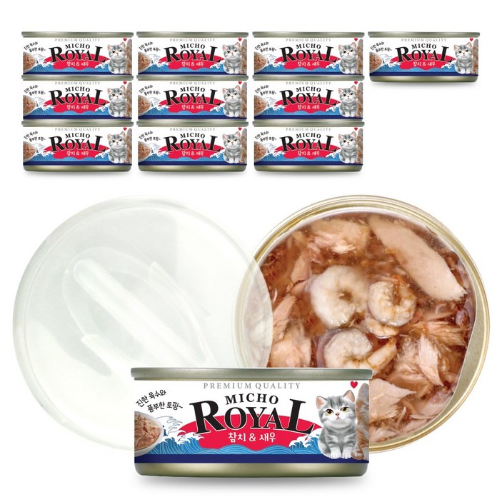 프리미엄 로얄 미쵸 캔 5종 170g x 24개입 고양이 간식 통조림, 24개, 170g, 미쵸 새우