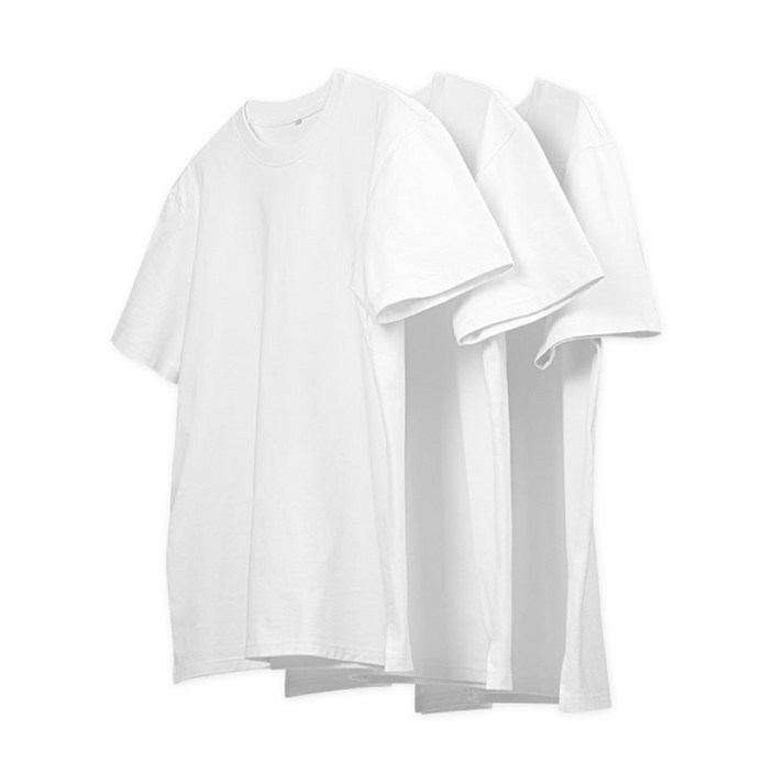 SIMIO LEGACY 레이어드 남녀공용 무지 옆트임 반팔 티셔츠 고중량 20수 3개입