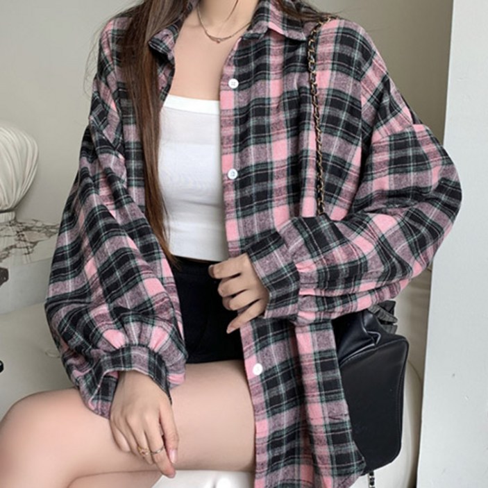 봄 가을 환절기 체크 셔츠 캐주얼 상의 아우터