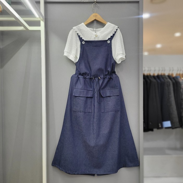 무자크 청멜빵 건빵원피스 P3OP04