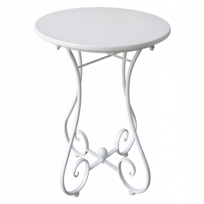 엔틱 커피 테이블 원형 북유럽풍 빈티지 사이드 티테이블 거실 침실 테라스 미니 협탁 쇼파 부부테이블, 화이트 55cm