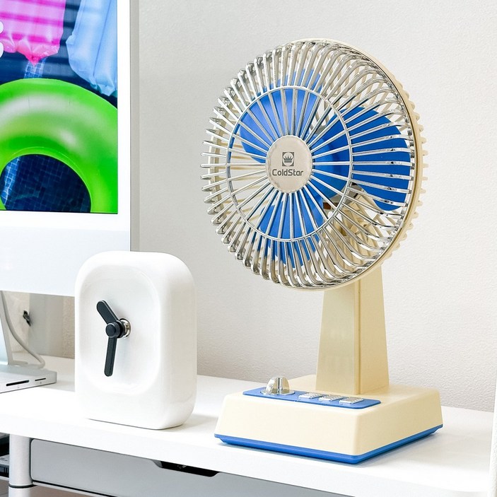 콜드스타 클래식 레트로 무소음 탁상용 캠핑 BLDC 유선 미니 선풍기