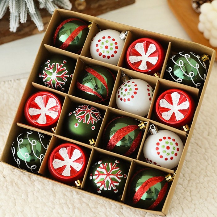크리스마스트리 장식볼 대형 파티 소품 오너먼트 혼합 6cm 16개 1세트, 1세트, 혼합색상