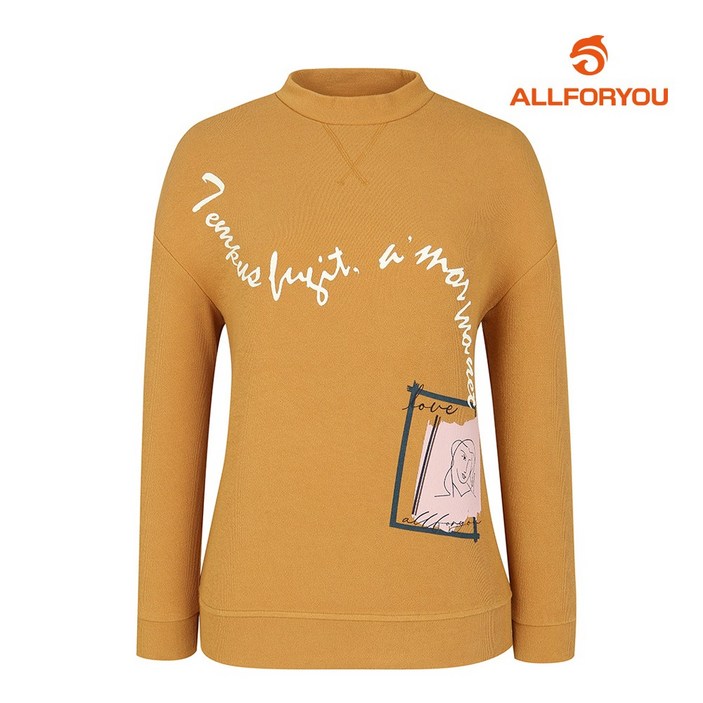 올포유 FW 여성 루즈핏 모크넥 레터링 티셔츠 ALTRK9231217