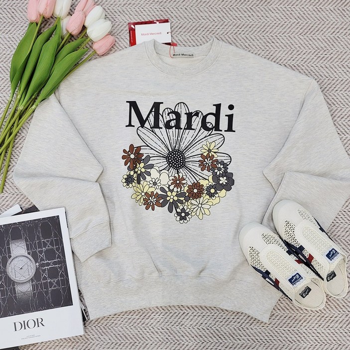 [국내매장판] 마르디메크르디 여성 JARDIN 정원 플라워 오버핏 맨투맨