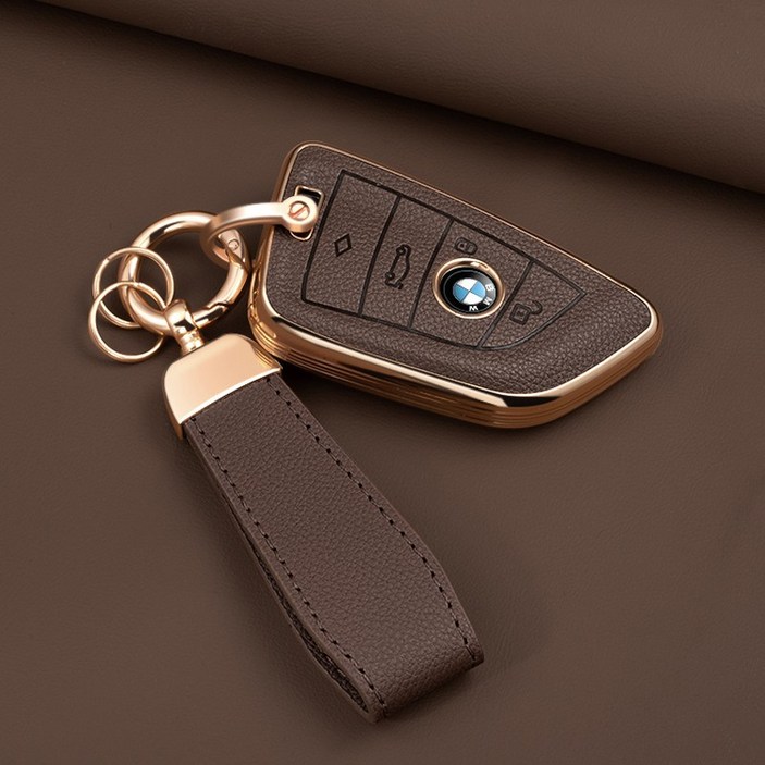 HAKO 소프트 가죽TPU 차키케이스키홀더 BMW호환, B02, 브라운