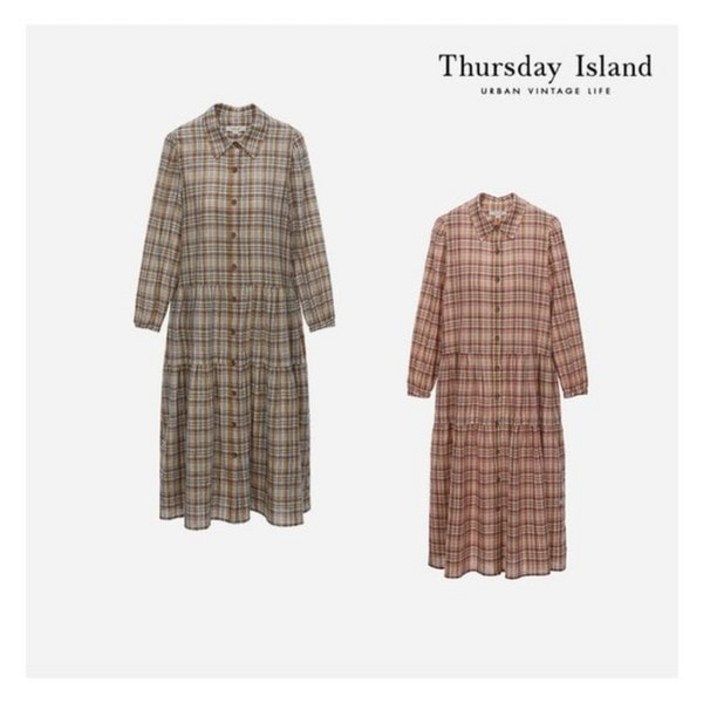 써스데이아일랜드 Thursday Island 셔츠 카라 체크 원피스T226MOP139W 마감임박!!!