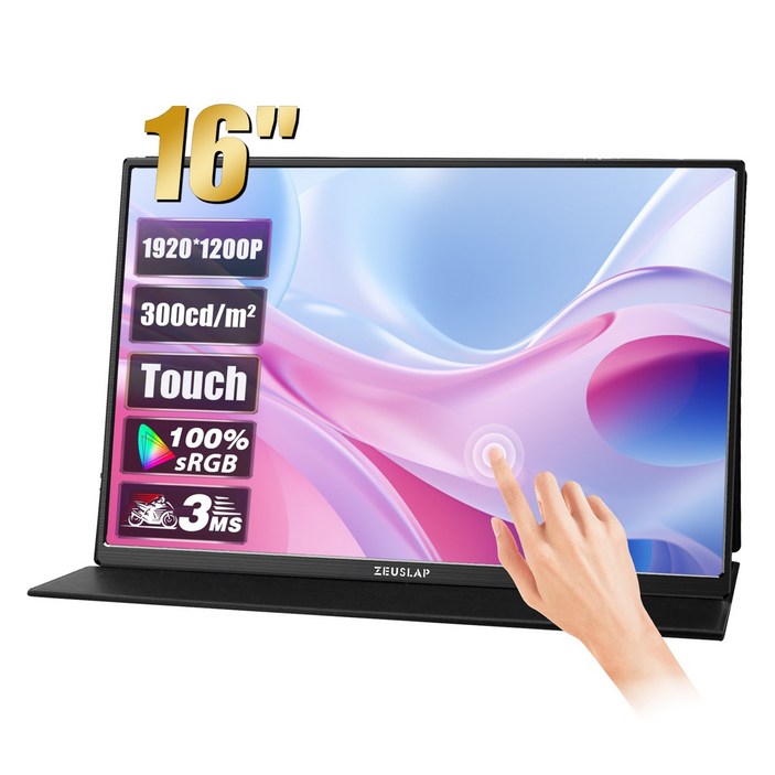제우스랩 P16T 라이트 터치 스크린 모니터 블랙