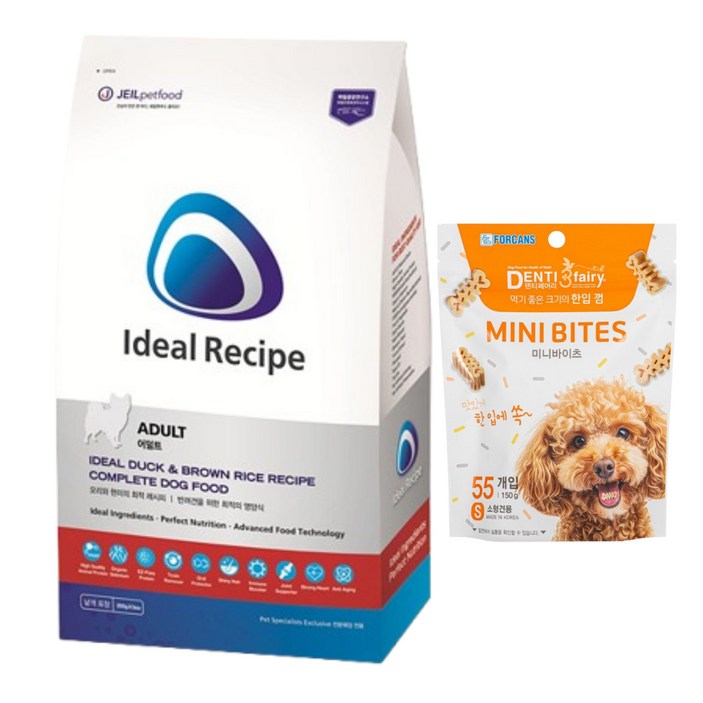 포켄스 덴티페어리 미니바이츠S 150g + 아이디얼레시피 강아지 어덜트 건식사료