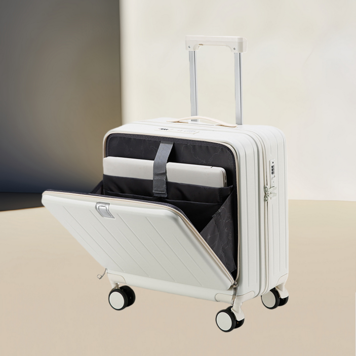 [Travory] 스마트 미니 18인치 기내용 캐리어 컵홀더 노트북 앞포켓 여행 가방