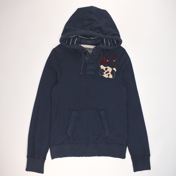 아베크롬비 네이비 면 빈티지 긴팔 후드티셔츠 L 남성 MH560 빈티지테크