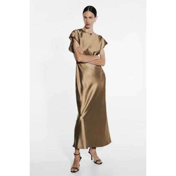 ZARA 여성원피스 30대 40대 슬림 피트 롱 스커트 실크 새틴 질감 드레스