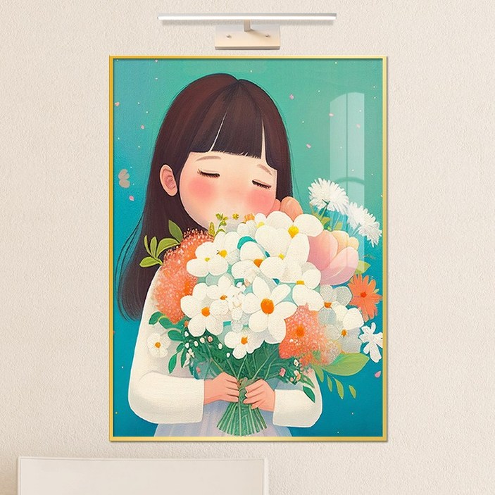 보고아트 꽃을 든 소녀 여인 여자 인물화 북유럽 카페 거실 그림 액자