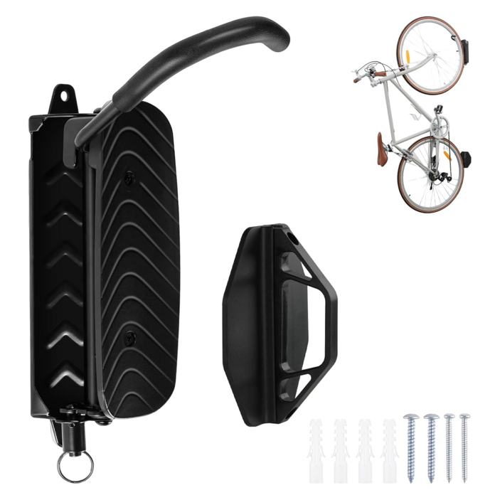 자전거 벽걸이 거치대 공간절약 실내 차고용 자전거 걸이 공도자전거 산악자전거용, 블랙