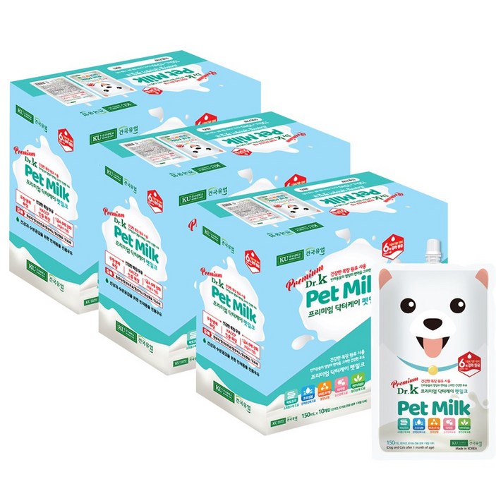 닥터케이 무항생제 펫밀크 150ml 30개 강아지 고양이 우유 간식, 150ml, 30개