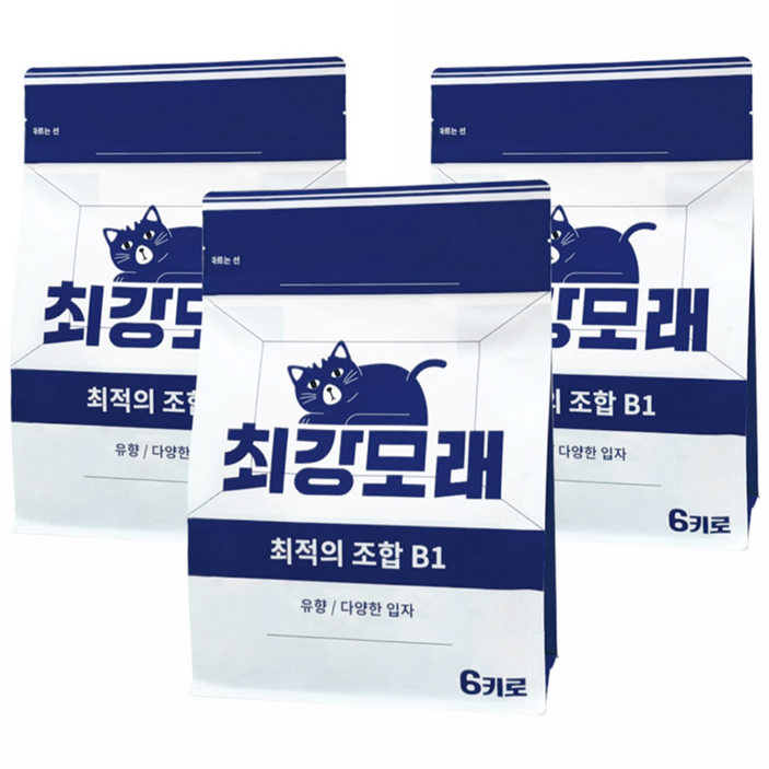 21 최강모래 최적의 조합 B1 6kgx3, 프레쉬솝 유향 고양이모래 와이오밍 벤토나이트모래, 6L, 3개