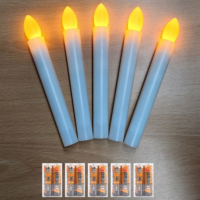 원터치 LED 촛불 5개  건전지 10개 세트