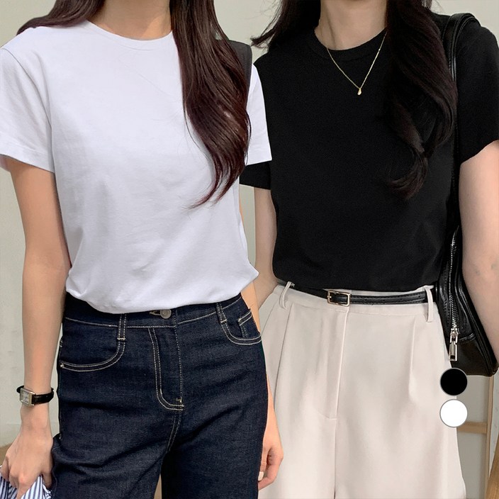 AFINAR 여성용 통기성 슬림핏 라운드넥 반팔 티셔츠