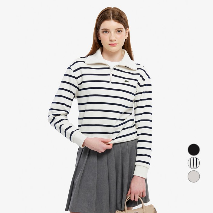 라코스테 여성용 하프짚업 면 스웻셔츠 SF286E-55N